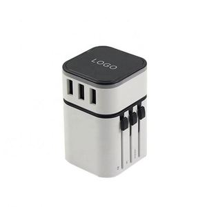 Adaptateur de Voyage Universel Réglable de Haute Qualité avec Lumière, Prise Promotionnelle Portable Blanche pour Utilisation Mondiale - Product Image 1