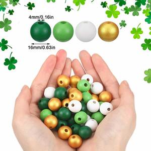 Acasa Arto Día de San Patricio cuentas espaciadoras de madera coloridas manualidades DIY Casa de Campo madera pulida encanto decoración de fiesta en casa adornos - Product Image 2