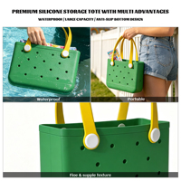 Sac de plage léger et personnalisable en EVA pour maman, avec blocs de couleur, lavable, ouverture supérieure, deux doubles bretelles, grande capacité