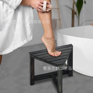 Tabouret de salle de bain en bois Yilin noir, taille personnalisable, siège de douche, repose-pieds, banc de rasage - Product Image 1
