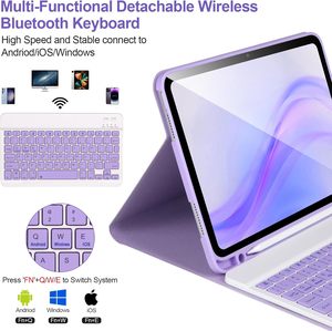 Funda para <span class=keywords><strong>iPad</strong></span> de 12.9/13 Pulgadas con Teclado Desmontable Retroiluminado, Soporte para Lápiz y Teclas Cuadradas, Cable de Carga con Interfaz Tipo C - Product Image 4