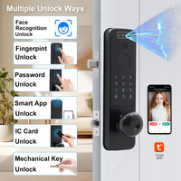 Serrure de porte intelligente à reconnaissance faciale noire, empreinte digitale, mot de passe, carte IC, application Tuya pour porte de chambre