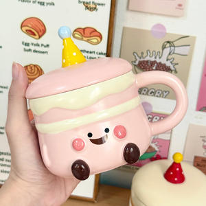 แก้วเค้กวันเกิดดราก้อนเนสท์พร้อมฝาปิด 301-400 มล. ถ้วยเซรามิกสำหรับเด็กผู้หญิง ของขวัญ แก้วกาแฟแบบใช้ซ้ำได้ - Product Image 4