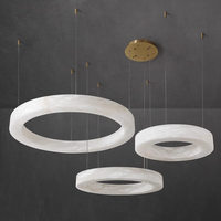 Lustre en albâtre naturel simple post-moderne lumière de luxe salon lumière duplex bâtiment villa lustre en cuivre
