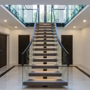 VIKO NOMO Stringer Modern Led Mono Stringer Staircase Curved Glass