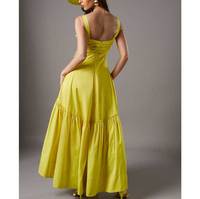Robe midi d'été personnalisée pour femmes, sexy, élégante, unie, sans manches, col en V profond, bretelles tressées, coton et lin, taille naturelle