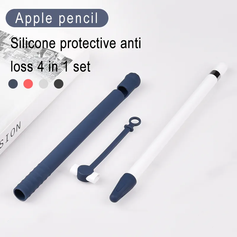 Anti-lost Cover 4 In 1 Set for Apple Pencil 1 Tip Cover/Protective Case With Removable Cover/Converter Anti-loss Cover