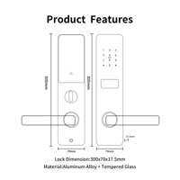 Cerradura Inteligente para Puerta Bluelock TTLock, Aleación de Aluminio, Desbloqueo por Huella Dactilar y Código, Wi-Fi para Almacenamiento de Datos en la Nube, Cerradura con Manija para Puerta
