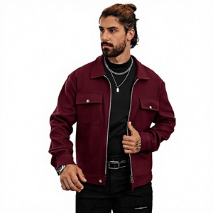 Autumn Winter New Cross-Border European American Men'<b>s</b> Fashion High Street Woolen Zipper Heart Pattern Discharge Printed <b>Jacket</b> - Product Image 3
