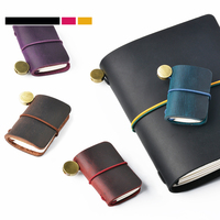 Mini carnet de voyage en cuir véritable, petit carnet de poche avec porte-clés, bloc-notes vierge pour notes quotidiennes, collection cadeau