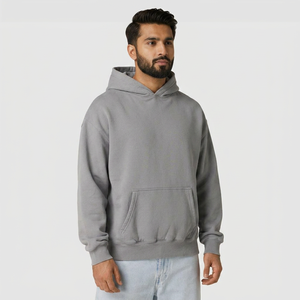 Nouveautés : Sweat à capuche 100 % coton délavé à l'acide pour homme, tricoté, coupe oversize, disponible en différentes couleurs et tailles - Product Image 1
