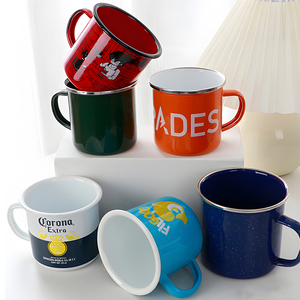 Wholesale 8cm 12 oz Custom Logo Enamel Camping Mug Sublimation Printing Durable Outdoor Coffee <strong>Cup</strong> <strong>for</strong> Promotional Gifts