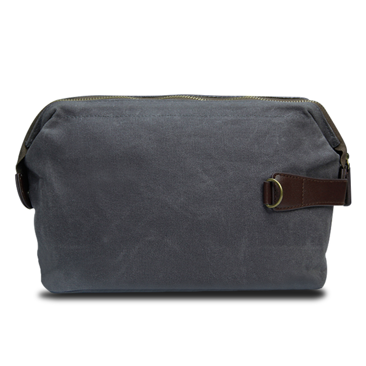 Estuche de kit dopp de afeitar impermeable de cuero de lona personalizado, neceser de viaje para hombre