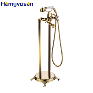 ก๊อกอ่าง<span class=keywords><strong>อาบ</strong></span>น้ำแบบยืนทำจากทองเหลืองหรูหราติดตั้งที่พื้นก๊อกน้ำอ่าง<span class=keywords><strong>อาบ</strong></span>น้ำแบบยืน - Product Image 1