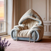 Fauteuil créatif à capuche, canapé individuel moderne en polaire Teddy, chaise longue surdimensionnée, pouf de sol, mobilier de maison