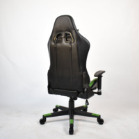 Chaise de bureau PC en cuir noir et vert pour longues sessions, avec siège en mousse moulée, réglable en hauteur, pivotante, pour le gaming