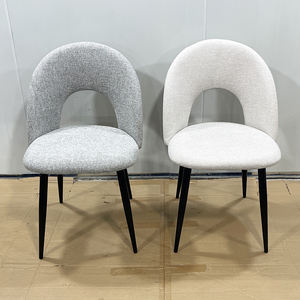 Moderne Beliebte Weiße Hochlehner Ergonomische Gepolsterte Esszimmerstühle mit Metallbeinen und Kunstfell-Samtstoff - Product Image 6