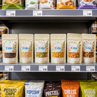 Sachet Doypack alimentaire réutilisable en plastique, résistant à l'humidité, pour aliments en conserve, biscuits, gâteaux, snacks, imprimé sur mesure