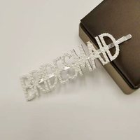 Épingles à cheveux en alliage métallique tendance avec strass en cristal, épingles à cheveux alphabet scintillantes pour accessoires de coiffure de fête