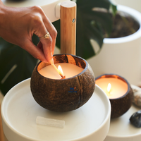 Natuurlijke Handgemaakte Kokoskommen Schelp Kaarsen Kokosnoot Geurkaarsen Decor Hout Lont