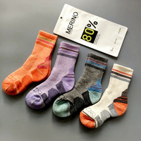 Nouvelles chaussettes pour femmes en laine mérinos tricotée rayée, épaisses et chaudes, mi-mollet, pour l'alpinisme, le ski, la randonnée en plein air