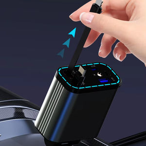 Cargador de coche de carga rápida 4 en 1 Pantalla <span class=keywords><strong>digital</strong></span> LED Retráctil 2 cables Tipo C Cargador de coche portátil para <span class=keywords><strong>IPhone</strong></span> 16 - Product Image 3