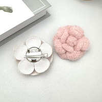 Broche tendance haut de gamme Camélia pour cheveux, 7 cm, style tweed épais, avec nouvelle technologie de placage