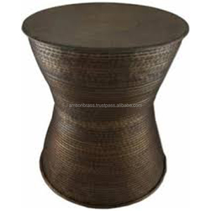 Mesa de centro redonda moderna para sala de estar, muebles modernos para sala de estar, taburete de tambor de Metal martillado, mesas de centro de Metal - Product Image 3