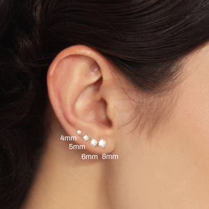 4mm/5mm/6mm/8m S925 Sterling Silver Classic 4 Prong <b>Pearl</b> Stud <b>Earrings</b> for Woman - Product Image 3