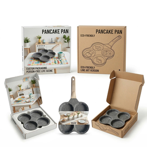 E-Top Poêle à œufs antiadhésive 4-en-1 avec logo coloré, petit emballage, pour cuisine, cuisson, et emballage personnalisé - Product Image 1