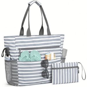 Bolso de playa grande, impermeable, a prueba de arena, plegable, con cierre de cremallera de nailon, bolsa de almacenamiento portátil de gran capacidad - Product Image 1