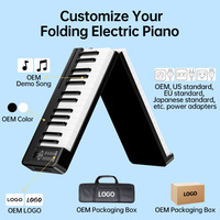 Portable 61-Key Foldable Electronic Digital Music Piano Keyboard USB C 3.5mm Headphone Jack 128 Rhythms 20 Demo Songs for