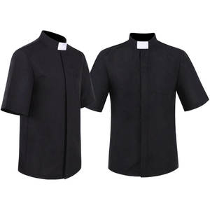 Camisa Negra de Manga Larga para Sacerdote Pastor Clero para Hombre con Cuello Alzacuellos Tab para Ministro de la Iglesia Católica Predicador Tops de Cosplay - Product Image 4