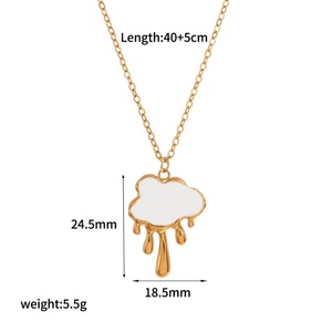 Nuevo Conjunto de Joyería de Moda con Colgante de Corazón Colorido, Chapado en Oro, Diseño Irregular de Nube, Cadena de Acero Inoxidable para Chicas - Product Image 3