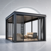 Pergola autoportante Mirador avec toit à lames orientables, auvent de jardin, abri de porte d'entrée extérieur contre la pluie, auvent rétractable en aluminium