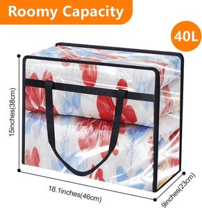 4 packs de sacs de rangement transparents pour vêtements, sac de rangement pour couvertures en vinyle avec fermeture à glissière robuste, - Product Image 2