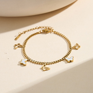 Bijoux de plage d'été tendance, plaqué or 18 carats PVD, acier inoxydable, chevillères en forme de coquille et de papillon, adaptées aux femmes. - Product Image 6