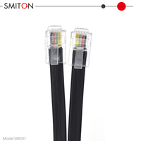 Cable de Extensión Telefónica Modular Recto de 7 Pies, 4 Conectores RJ9 4P4C, Plateado y Cobre, para Interiores