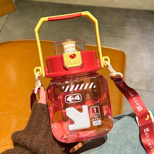 Grande capacité été Sports de plein air verres en plastique nouveau carré gros ventre tasse Anti-chute pratique bandoulière paille eau - Product Image 6