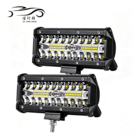 Barre de lumière de travail LED tout-terrain JHS Lamp Luz De Trabajo Triple Row Driving Spot Flood Combo Beam 7 pouces 120W pour camion, SUV, VTT, 4x4