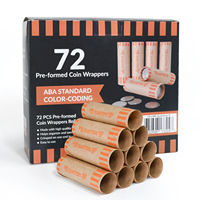 Tubes pour pièces de monnaie, rouleaux de papier kraft préformés, code couleur ABA orange pour le rangement et le comptage des pièces de monnaie