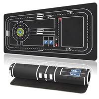 Tapis de souris de jeu XXL Future Track - Tapis de bureau extra-large avec zone de stationnement et feux de circulation, surface durable 90x40cm