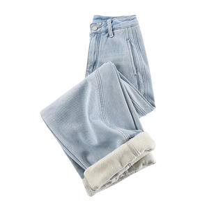 Pantalones vaqueros <span class=keywords><strong>de</strong></span> terciopelo azul claro para <span class=keywords><strong>mujer</strong></span>, nuevos pantalones <span class=keywords><strong>de</strong></span> pierna ancha gruesos con forma <span class=keywords><strong>de</strong></span> pera adelgazantes, estilo vaquero informal - Product Image 5