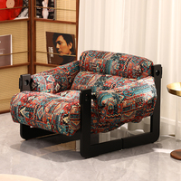 Fauteuil de loisirs à motif rétro, fauteuil en bois rembourré, siège d'appoint pour salon, chambre à coucher, appartement