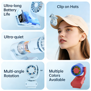 Ventilateur portable pliable rechargeable en plastique, mini turbo, pour extérieur, avec clip, moteur sans balais, 8+ heures d'autonomie, silencieux - Product Image 5