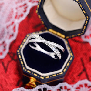 Anelli in Argento T0316 con Diamanti Taglio Brillante Rotondo Colore G Naturale Gioielli Romantici Unisex per Matrimonio - Product Image 1