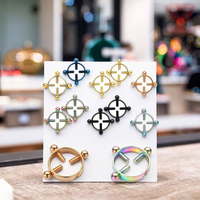 Vente en Gros Classique Religieux Croix Motif Faux Piercing Mamelon Barbell Anneau Faux Mamelon Piercing Bijoux