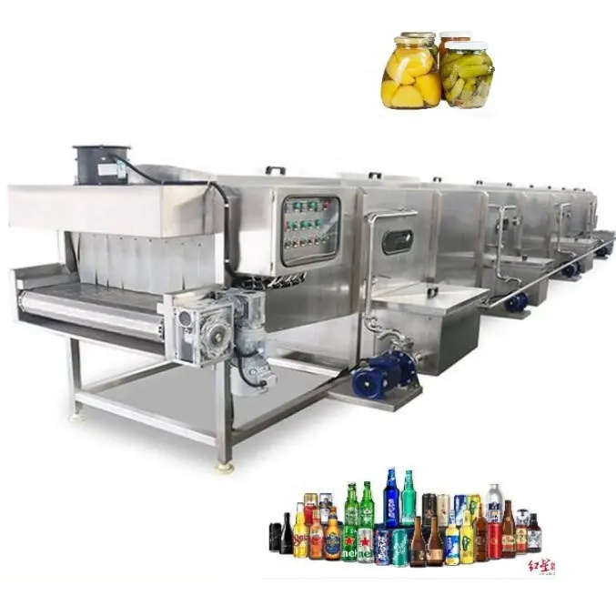 Continuous Spray Pasteurizer Tunnel Pasteurization Sterilizing Cooling Dry Machine for Bottled Fruit Juice Canned Beverage Drink