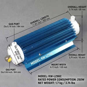 KW-L25GC Tubo al Quarzo per Ozono 250W Raffreddamento Interno ad Acqua + Esterno ad Aria Generatore di Ozono a Onda Sinusoidale 1-8KV 25G/H Multitensione 1 Anno di Garanzia - Product Image 3