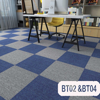 Dalles de moquette carrées modernes en PP 50x50, colorées, fabriquées à la machine, à poils bouclés, à poils courts, écologiques, antidérapantes avec support bitumineux